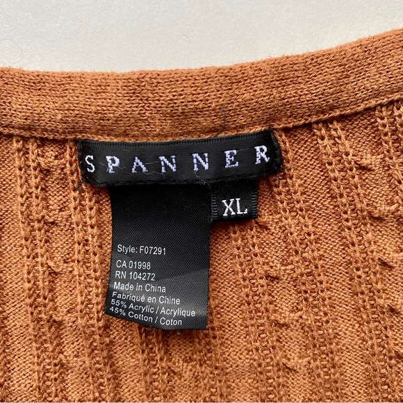 Spanner Long Sleeve Cable Knit V-Neck Pullover Sweater - Light Brown - Picture 4 of 9